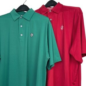 (LOT OF 2) FootJoy Biltmore Asheville Mens L Performance Polo Shirts Green Red